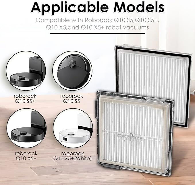 (3 Pack) Replacement HEPA Filters for Roborock Q10 S5+ Q10 S5/ X5/ X5+ Robot Vacuum, Filters Accessories Kit, Upright Filter, Canister Filter