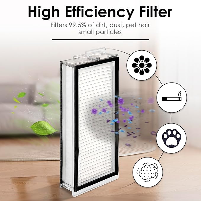 (6 Pack) Q5 Max+ HEPA Filters Compatible With Roborock Q5 Max+, Q5 Pro, Q5 Pro+, Q8 Max, Q8 Max+, Q7, Q7+, Q7 Max, Q7 Max+, Q5 Duoroller+ Robot Vacuum, Replacement Parts Filters Upright Filters