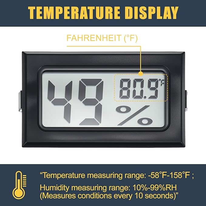 8 Pcs 500 Grams Rechargeable Silica Gel Desiccant Packets with Mini Digital LCD Hygrometer Thermometers Dehumidifier Bag for Gun Safe Closet Basement Car Storage Clothes Moisture Absorber