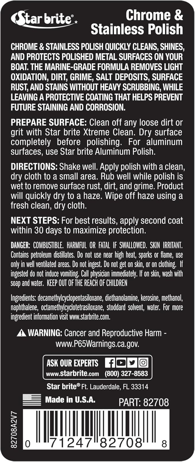 STAR BRITE Chrome & Stainless Polish - Marine Grade Formula Protects Against Pitting, Salt Deposits, Staining & Rust on Chrome, Stainless Steel, Copper, Tin & Brass (082708)