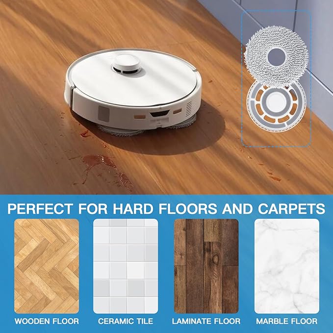 Mop Cloths with Replacement Holder, Wiping Plates for Roborock Qrevo Curv/Qrevo Edge/Saros 10R/Qrevo Curv S5X/Qrevo EDGE S5A Robot Vacuum Cleaner Accessories, Mopping Pad Floor Cleaning Replacement