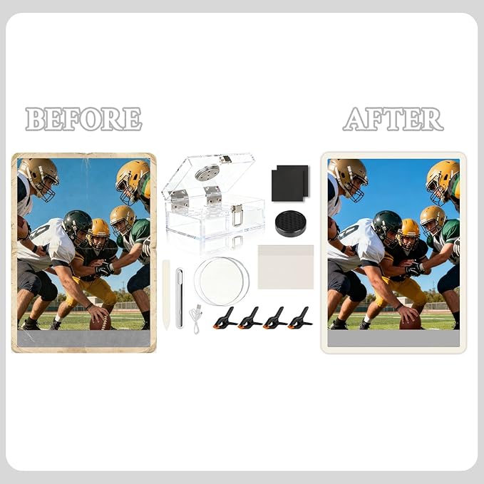 DEDC Card Cleaning Kit Flattening Restoration Repair Care Sport Card with Heat Pen, Acrylic Humidor and Accessories – Complete Solution for TCG Collectors and Enthusiasts Alpha