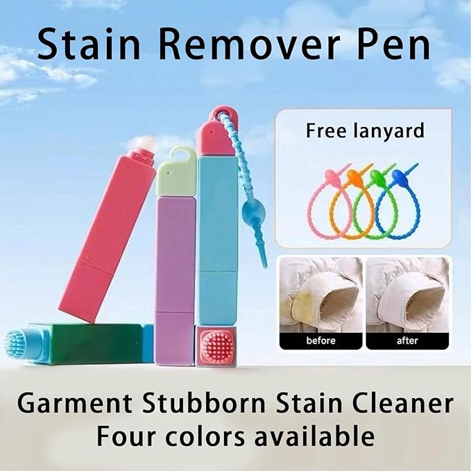 Elephant Kiss Stain Remover, 3-Second Stain Remover Pen for Clothes, 12ml On-the-Go Spot Cleaner, Double Head Instant Treater Sticks With Lanyard, Travel & Pocket-Sized (Blue)
