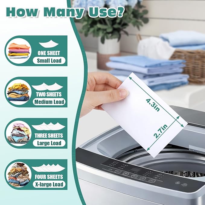 1200 Loads Laundry Detergent Sheets, Eco-friendly Laundry Sheets, Powerful Cleaning, Suitable for Homes, Dorms, and Apartments - [Fresh Scent]