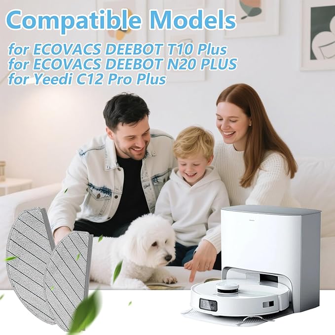 Mop Pads Accessories for ECOVACS DEEBOT T10 Plus/DEEBOT N20 Plus, for Yeedi C12 Pro Plus Robotic Robot Vacuum, 8 Pcs Washable and Reusable Microfiber Mop Pads Replacement Part