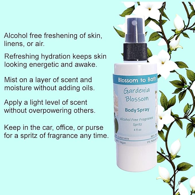 Gardenia Blossom Body Spray (4 Ounce) - Phthalate Free Fragrance - Energizes Skin with a Rousing Floral Scent