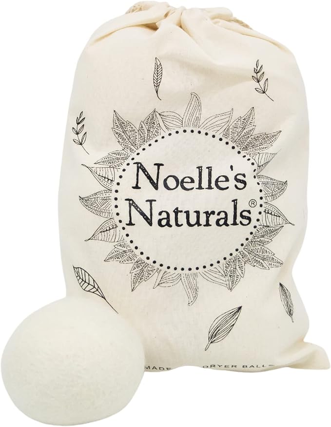 Eco-Friendly & Reusable - Organic Wool Dryer Balls - Set of 6 + Included Linen Drawstring Bag