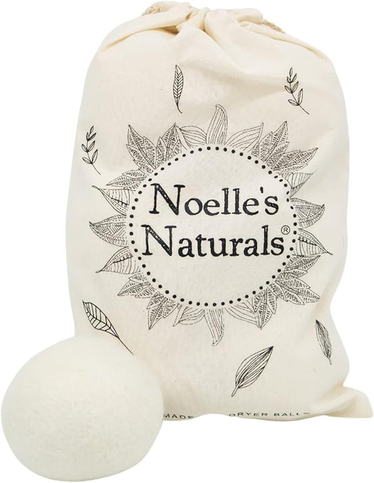 Eco-Friendly & Reusable - Organic Wool Dryer Balls - Set of 6 + Included Linen Drawstring Bag