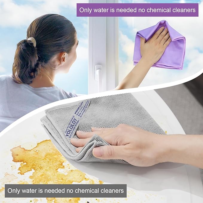 Window Cleaning Cloth - Purple: Streak-Free with Just Water. This Purple Window Cloth Cleans Smooth Surfaces, Allowing You to Clean Windows Without Leaving Streaks. Reusable Microfibre Window Cloth.
