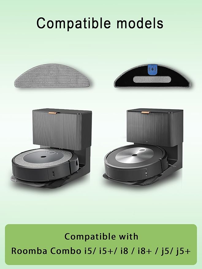 6 Pack Vacuum Replacement Part Mopping Pads Compatible for iRobot Roomba Combo j5, j5+, i3, i3+, i5, i5+, i8, i8+ Model. Washable and Reusable Microfiber Cleaning Refill Mopping Pad Accessories
