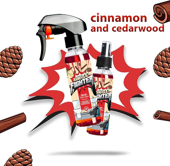 Toilet Spray (2oz, Variety Pack of 3) - Cinnamon Cedarwood, Citrus & Tropical Hibiscus - Bathroom Pre Poop Air Freshener Odor Eliminator Funny Gift