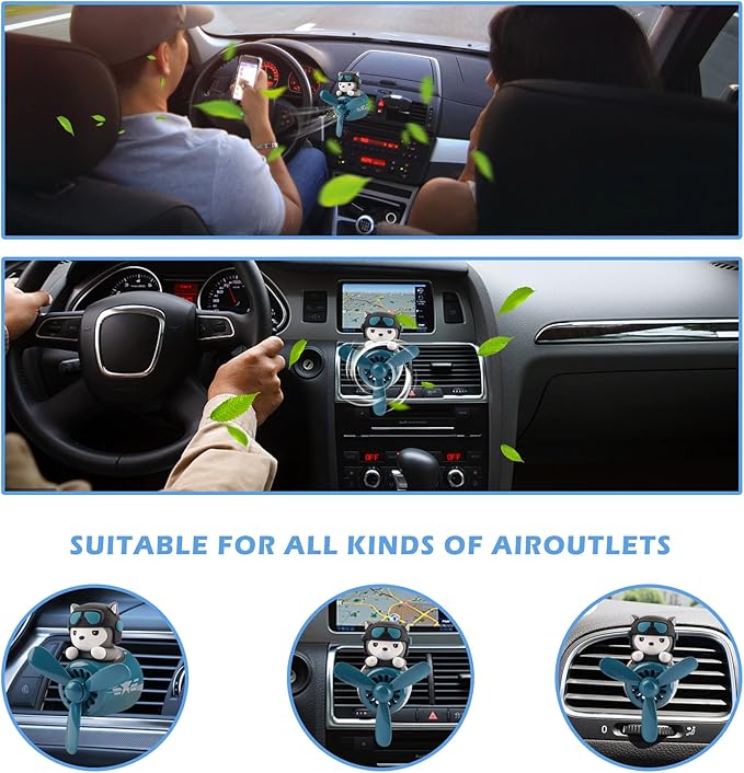 Car Air Fresheners Cartoon Pilot Automotive Air Outlet Propeller Cute Car Diffuser Creative Car Perfume Decoration for Car Vent Clips Car Vent Clip Air Freshener Accessories for Women Men