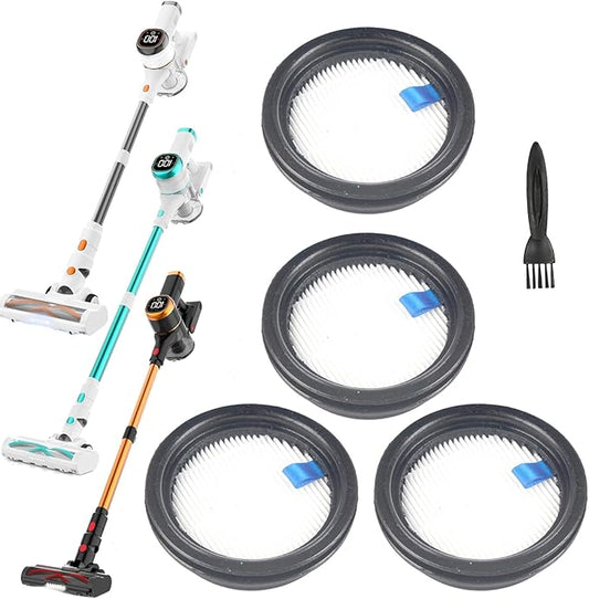 4Pack Hepa Filters Replacement Compatible with Tikom V500 Cordless Vacuum Cleaner. Washable Filters Works with Tikom 40kpa Stick Vacuum.