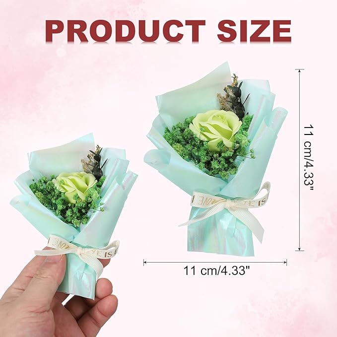 uxcell Light Green Small Bouquet Car Air Freshener Vent Clips, Mini Decorative Rose Bouquet with Fragrance Diffuser for Women, Automotive Air Freshener Decoration, Style 4