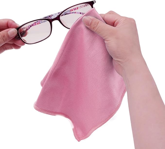 6 Pack Glass Cleaning Cloth Microfiber Cleaning Cloth for Window Eyeglass Jewelry Windshields Mirrors and Stainless Steel (Pink)