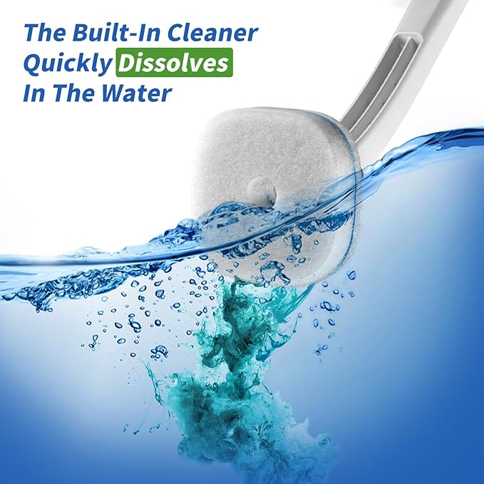 oshang Disposable Toilet Brush 2 Pack- Toilet Bowl Cleaner, Toilet Cleaning Supplies, Toilet Brush with Holder, 28 Refills for Deep Cleaning and Hygienic Bathroom Maintenance