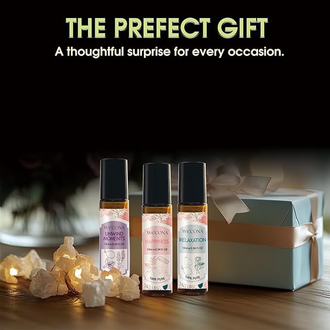Aromatherapy Essential Oil Roll-On Set – 6x10ml Essential Oil Blends with Roller Bottles, Portable Essential Oils for Diffusers for Home,Relaxing Gift for Women & Men