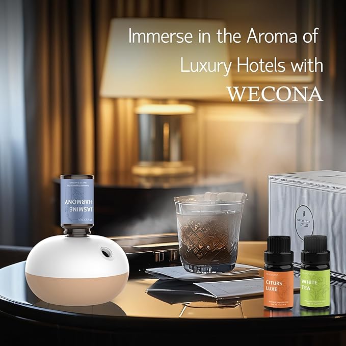 Premium Hotel Fragrance Oil Collection for Diffusers, Essential Oils for Diffusers for Home, Hotel Diffuser Fragrance Oils,Spa & Candle Making, White Tea, Citrus Luxe, Velvet Night and More - 6x10ml