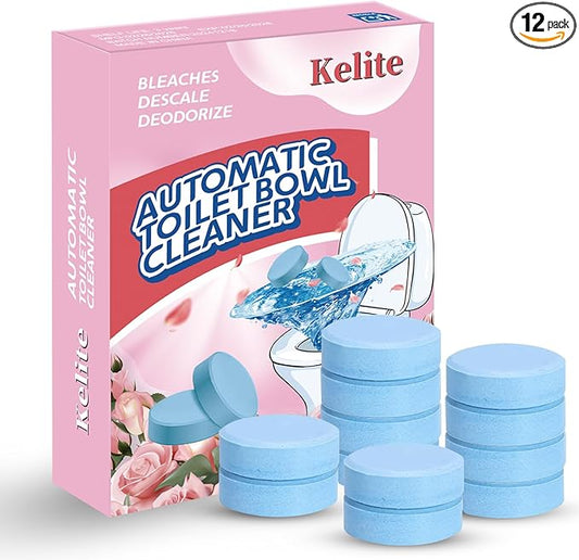 Toilet Bowl Tablets, Continuous Clean Toilet Drop In Discs, Each Tablet Provides of Protection Against Stains and Build Up, 12 Count (Pack of 1)