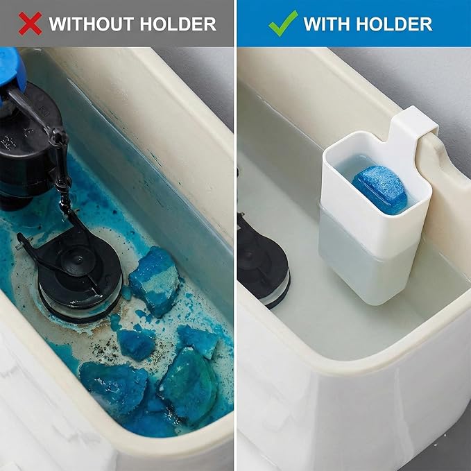 Toilet Tank Tablet Holder, Clip-On in-Tank Dispenser with Dual Clips, Helps Contain Tablet Residue and Extend Tablet Life, Reusable Toilet Tank Holder for Standard Toilets (1-Pack)