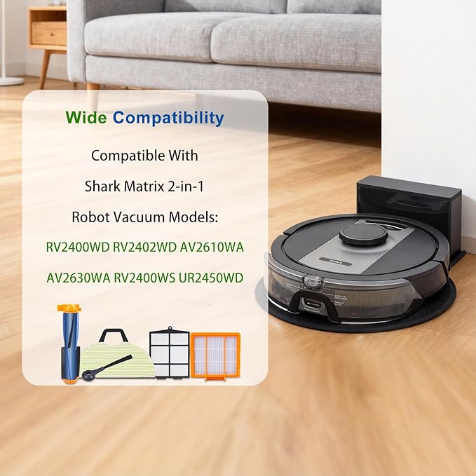 Replacement Parts for Shark RV2400WD RV2402WD AV2610WA AV2630WA RV2400WS UR2450WD Matrix 2-in-1 Robot Vacuum (8 Pack)