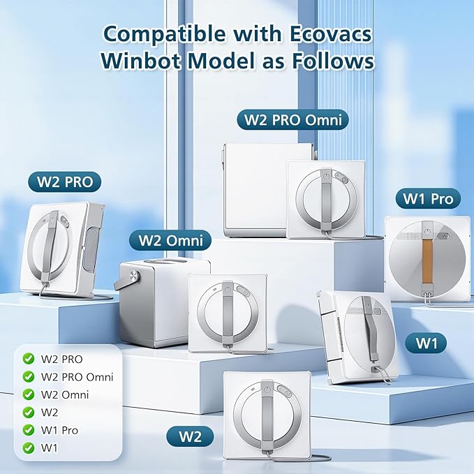 16 Pack Cleaning Rags for ECOVACS Winbot W2 PRO Omni / W2 PRO, W1 Pro / W2 / W1 / W2 Omni Window Cleaning Robot, Washable Microfiber Mop Pad Window Cleaning Replacement Accessories Mop Cloth