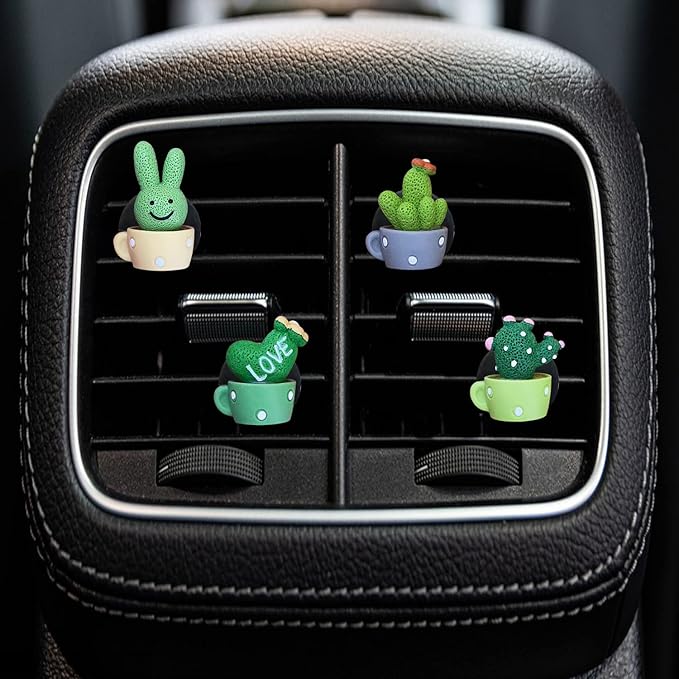 4 Pcs Cactus LOVE Air Vent Clips, Cute Car Air Fresheners, Funny Diffuser Vent Clips, Interior Decor Charm, Accessories for Women