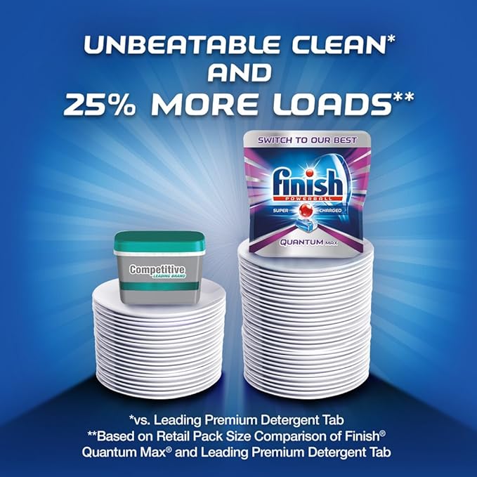 Finish Quantum Max Powerball, Dishwasher Detergent Tablets, 25 Tabs