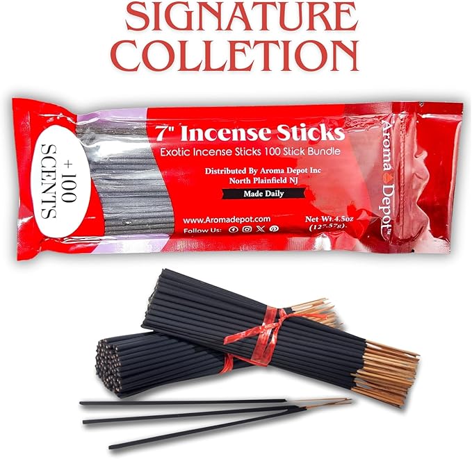 Aroma Depot Lavender Most Exotic Charcoal 7'' Incense Sticks. Approx. 85 to 100 Sticks Per Bundle, Length - 7 Inches, Each Natural Stick Burns for 35 to 45 mins Each. Long Lasting. Guarantee 100% Pure