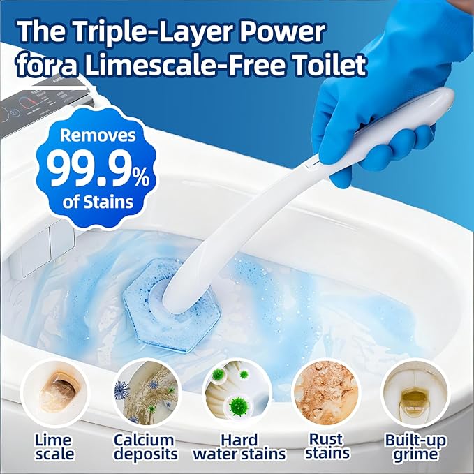 60 Count Toilet Cleaner Refill Pads Compatible with Clorox ToiletWand, High-Density Disposable Toilet Brush Refills for Powerful Scrubbing