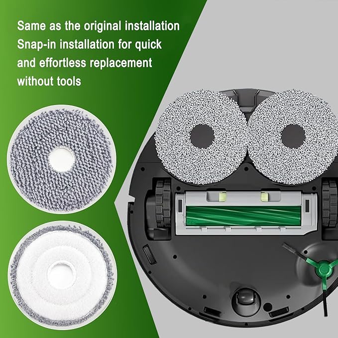 Replacement Part Kit for iRobot Roomba Plus 405 Combo/ 505 Combo Robot Vacuum, 2 Rubber Brush 6 Mop Cloth 6 Dust Bag 6 Filter 6 Side Brushes