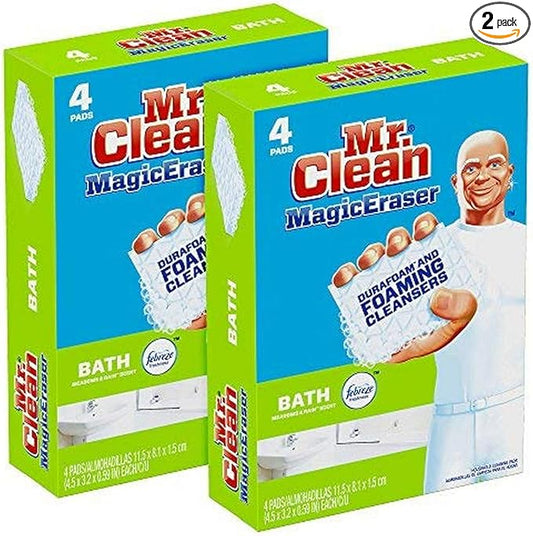 Mr. Clean Magic Eraser Bath Scrubber, 4 Count (Pack of 2)
