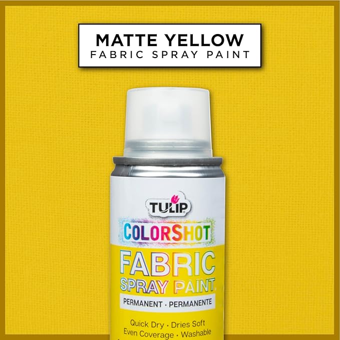 Tulip ColorShot Instant Fabric Spray Paint, Permanent Color Spray-On Fabric Paint, 3oz. Yellow