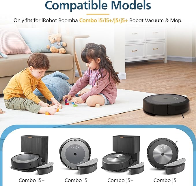 4 Pack Replacement Mop Pad Compatible with iRobot Roomba Combo i5+/ i5/ j5+/ j5 Robot Vacuum and Mop, Washable & Reusable Microfiber Cleaning Pads