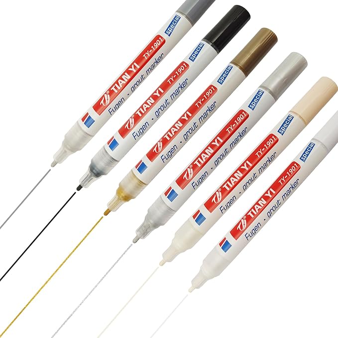 Tile Grout Paint Marker Waterproof Tile Grout Colorant and Sealer Pen for Cleaner Looking Floor with Extra-Tip, Gold