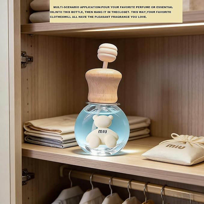 2 Pack Car Air Freshener Diffuser Bottle Refillable Empty Glass Perfume Bottle with Vent Clip, Drift Car Air Freshener Clip Essential Oil Diffuser for Car Oil Diffusers Interior Decor-A3
