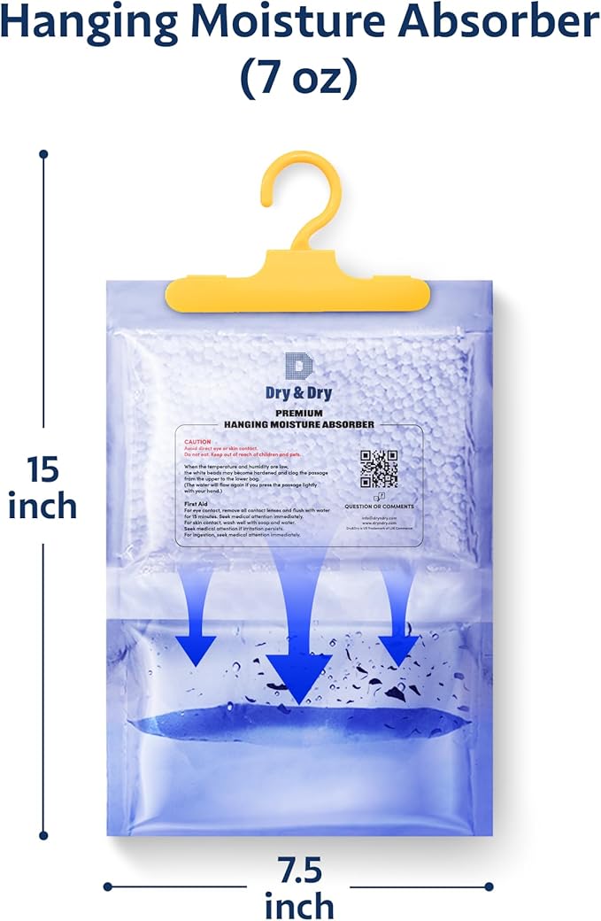 Dry & Dry 44 Pack[7 OZ] Premium Moisture Absorbers Dehumidifiers for Home Dehumidifier for Basement Dehumdifiers for Bedroom Small Dehumidifiers - Dehumidifiers Moisture Absorber