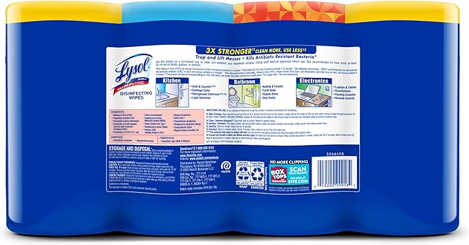 Lysol Disinfecting Wipes Bundle, Home Apartment Dorm Room Essentials and Cleaning Supplies, All Purpose Cleaner, Multi-surface Cleaning Wipes, Multi-Scent Sanitizing Wipes Bundle, 240 Count, Pack of 4