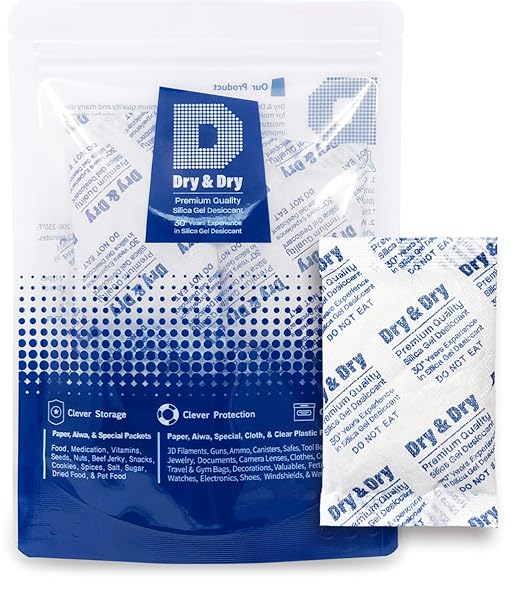 Dry & Dry 30 Gram [20 Packets] Silica Gel Packets Desiccants, Silica Packets - Rechargeable Moisture Absorbers for Food Storage, Electronics, 3D Filament & Safes
