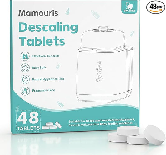 Baby Descaling Tablets: Ideal for BabyBrezza, Momcozy Baby Bottle Washer and ALL BRANDS of Baby Feeding Appliances, 48 Count Remove Milk & Limescale