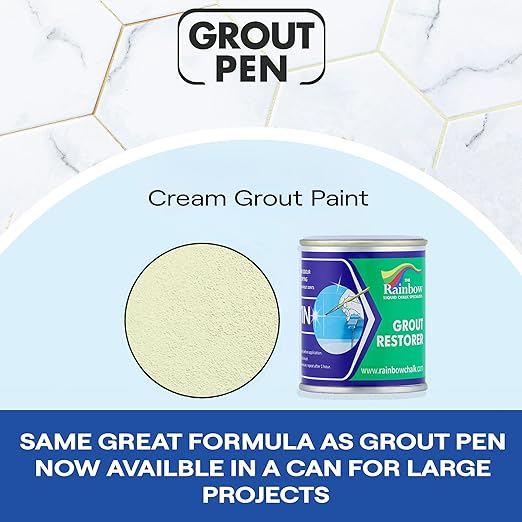 Grout Pen Cream Grout Paint: Waterproof Tile Paint Grout Refresh Restorer for Floor, Kitchen & Bathroom Shower Tiles - Cream - Can Size for Larger Projects - 125ml (4.2oz)