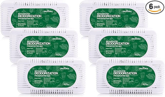 6 Pack Fridge Deodorizer, Refrigerator and Freezer Deodorizer Odor Eliminator Reusable, Unscented Activated Carbon Odor Absorber and Moisture for Freezers, Coolers, Closet and Trash Can