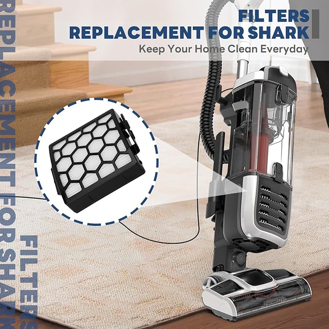 Vacuum Filters Replacement for Shark Navigator Zero-M Self-Cleaning Brushroll Pet Pro Upright Vacuum ZU60 ZU62 ZU62C NV150 NV151 NV255 NV181,2 HEPA Filter, 4 Foam 4 Faux Felt Filters