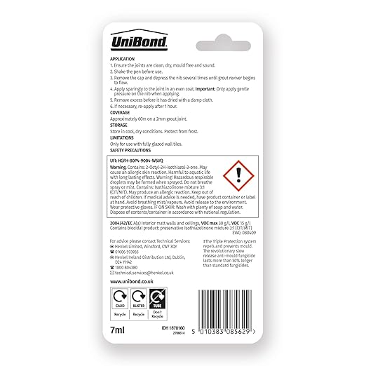 Unibond Grout Reviver For Walls (pen), 7ml Ice White (1878160)
