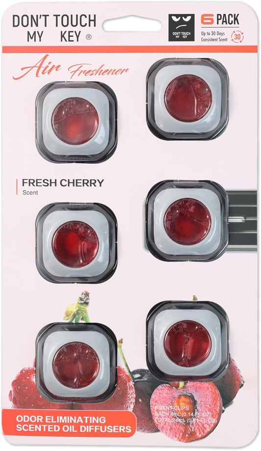 Car Air Freshener Vent Clip 6 Pack 4ml Each Up to 180 Days Long Lasting Scent Odor Eliminator for Women Men(Fresh Cherry)