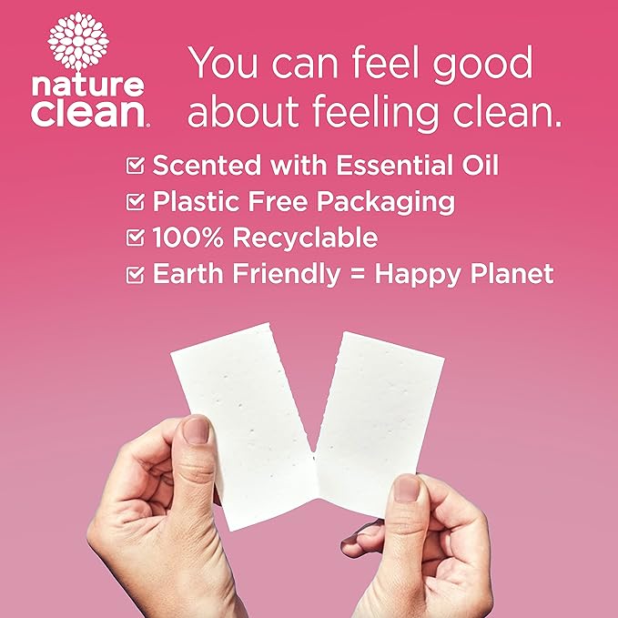 Nature Clean Non-Toxic Plastic-Free Packaging Natural Laundry Detergent Sheets 32 counts, Eco-Friendly Hypoallergenic Biodegradable Laundry Strips Travel Laundry Soap Sheets Wildflower Fragrance