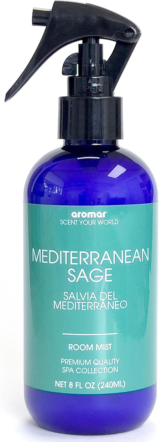 Aromar Essential Room Mist and Fabric Spray with Natural Freshener Aromatherapy for a Fresh and Rejuvenated Home 8 oz Mediterranean Sage