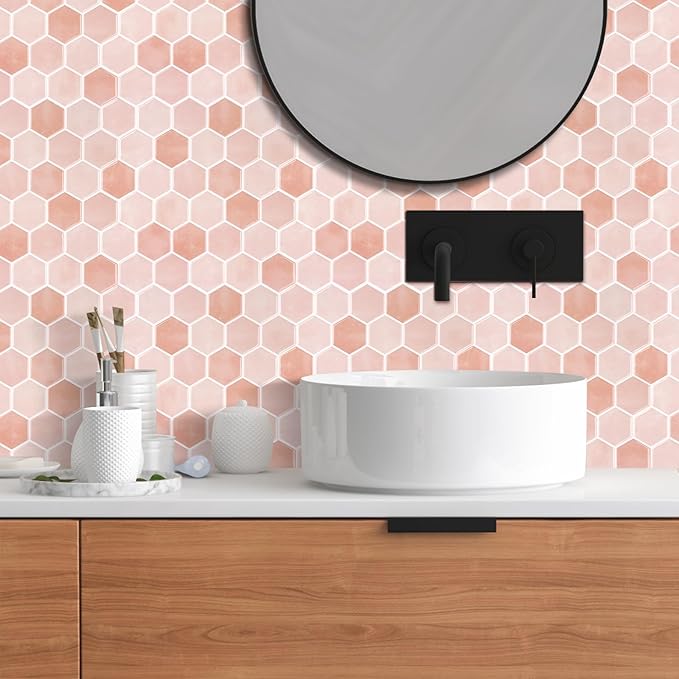 10-Sheet Hexagon Peel and Stick Backsplash for Kitchen, New Upgrade Premium Extra Thicker Design, 3D Self Adhesive Wall Tiles, Large Stick on Tiles for Kitchen and Bathroom (12" x 12")