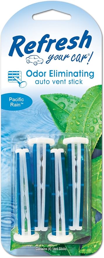 Refresh Your Car! E300887600 Auto Vent Stick, Pacific Rain, 4 Per Pack