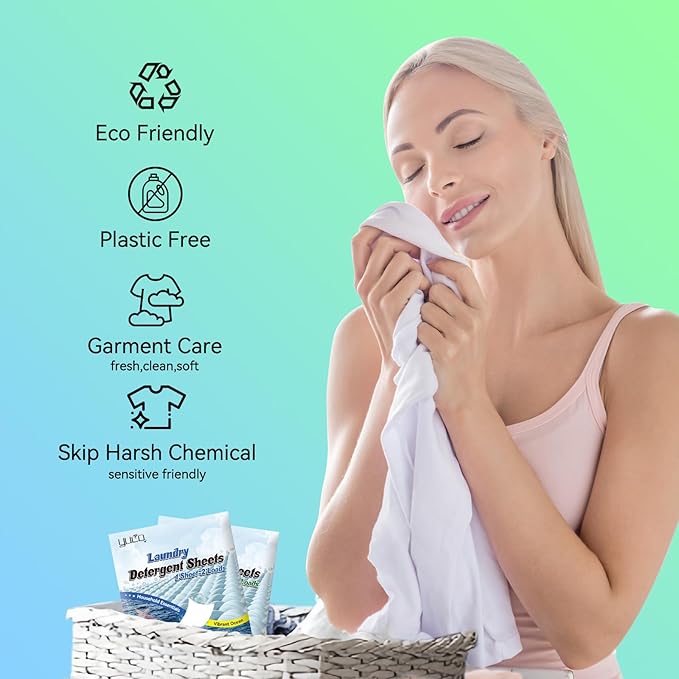 YUCO Travel Size Laundry Detergent Sheets 2 Pack of 5 Sheet, Envelope Pouch Travel Pack, for Clothing Deep Cleaning Grament Freshening, Hypoallergenic, Each 5 Sheets, Ocean and Mountain